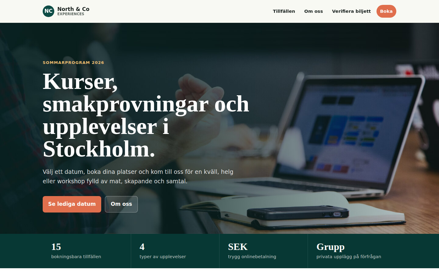 Webbplats med bokningsbara upplevelser i WF EasyBooking