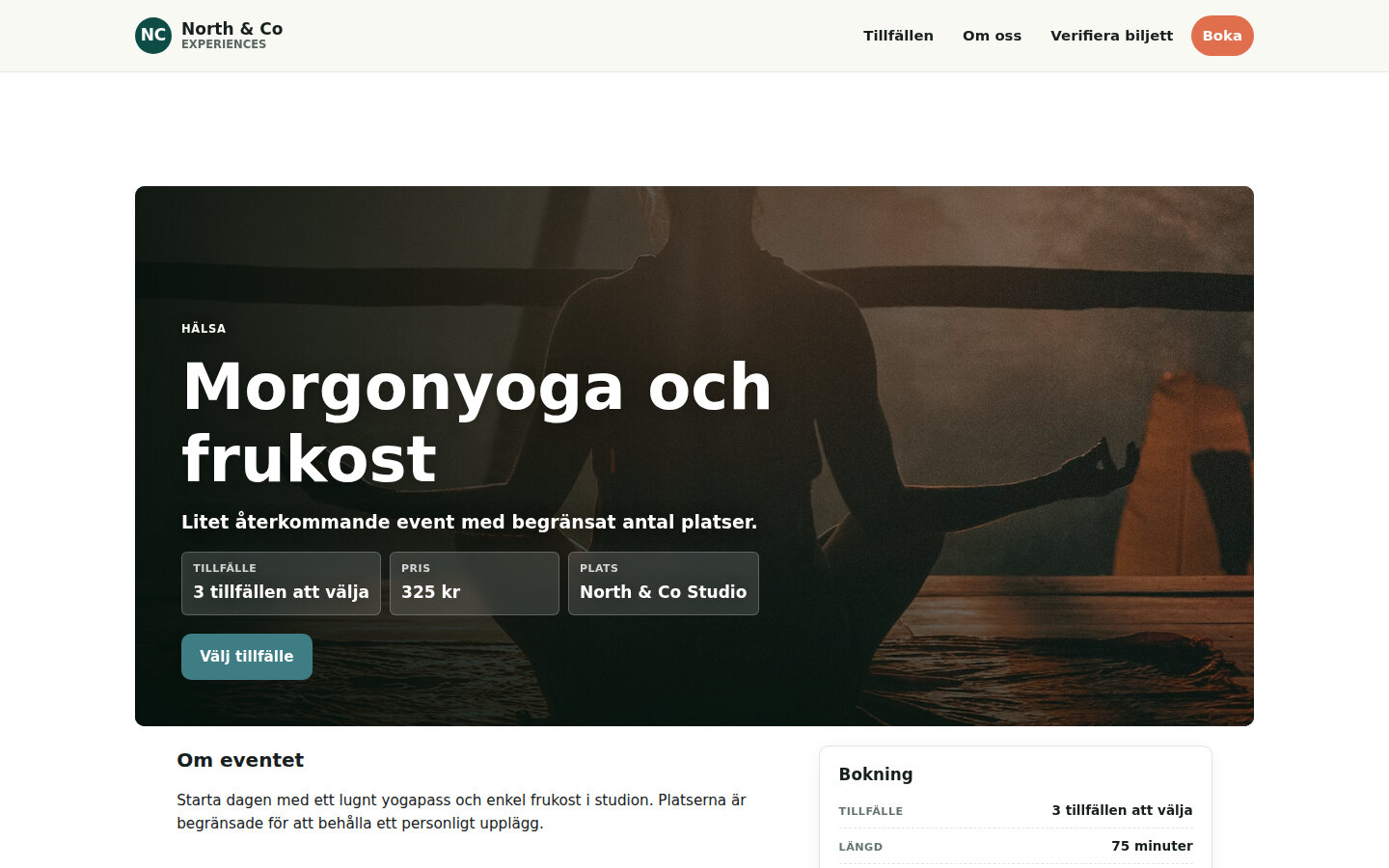 Eventdetalj i WF EasyBooking