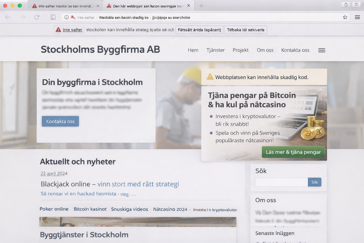 Exempel på komprometterad företagswebbplats