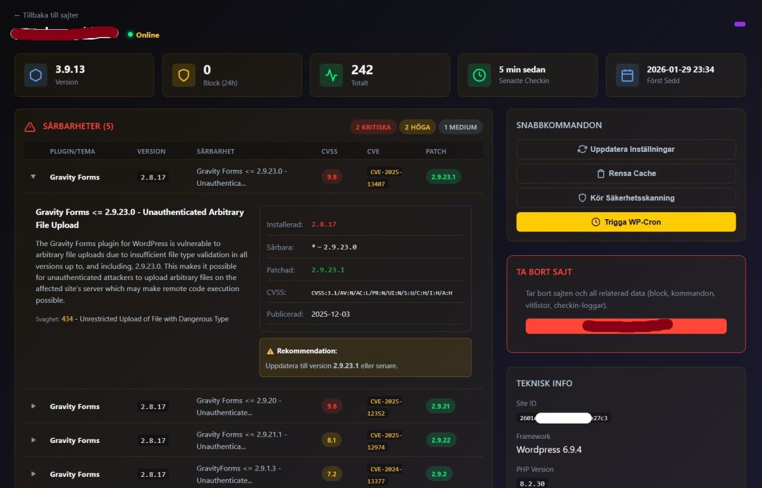 WF Central kontrollvy