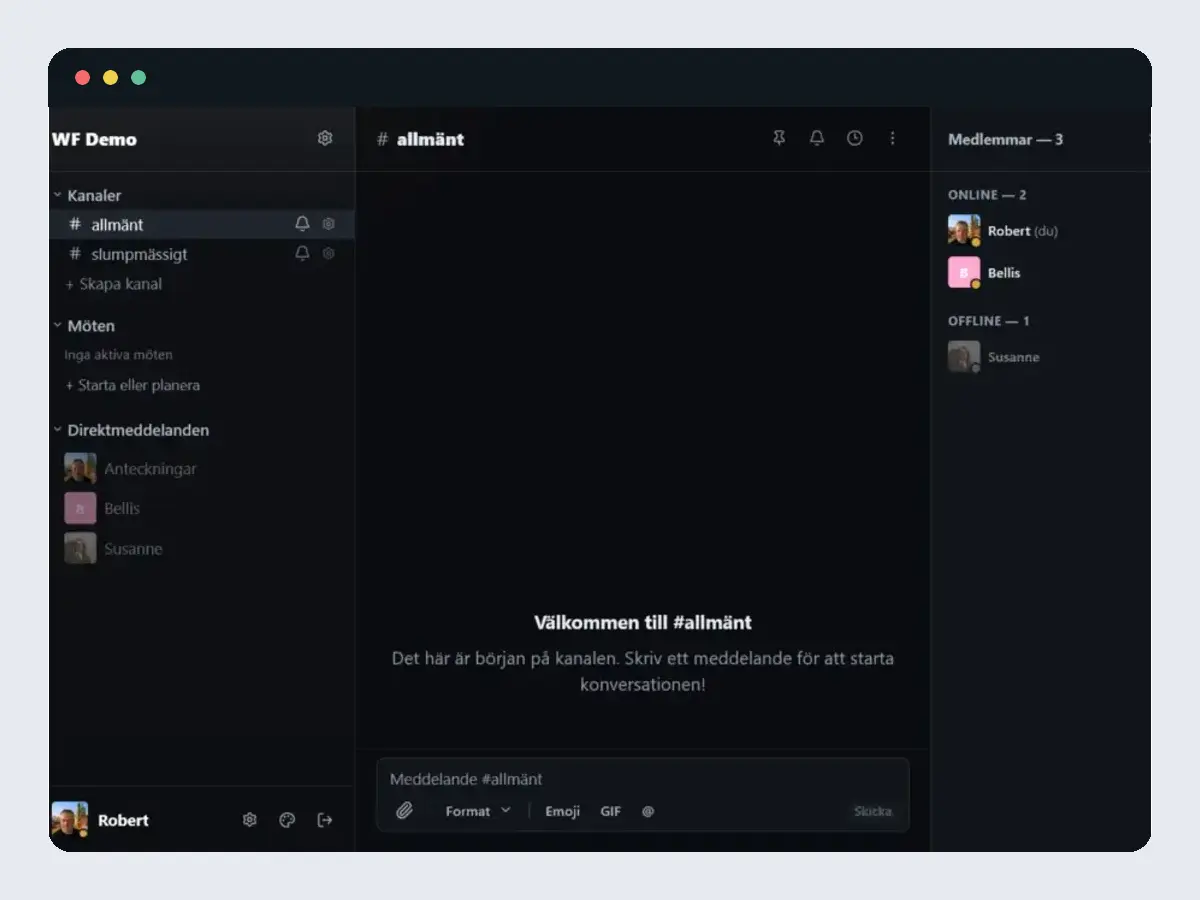 WF Chat visar säker teamkommunikation på svenska servrar