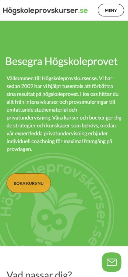 Högskoleprovskurser i mobil
