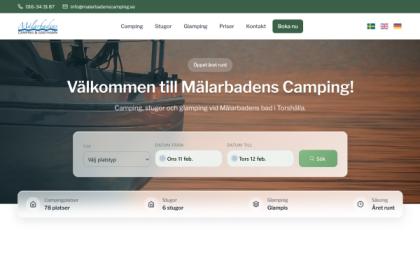 Mälarbadens Camping website built by web agency Webbfabriken in Stockholm