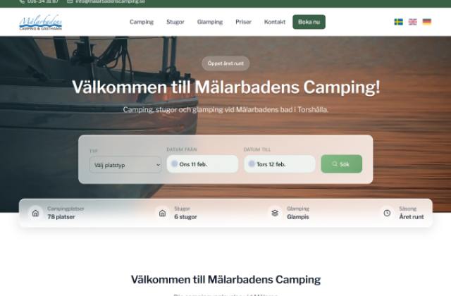 Startsidan för Mälarbadens Camping