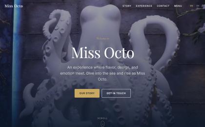 Miss Octo restaurant homepage designed by Webbfabriken Stockholm