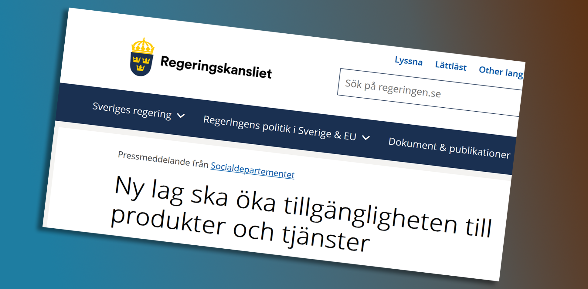 Ny lag om tillgänglighet på gång