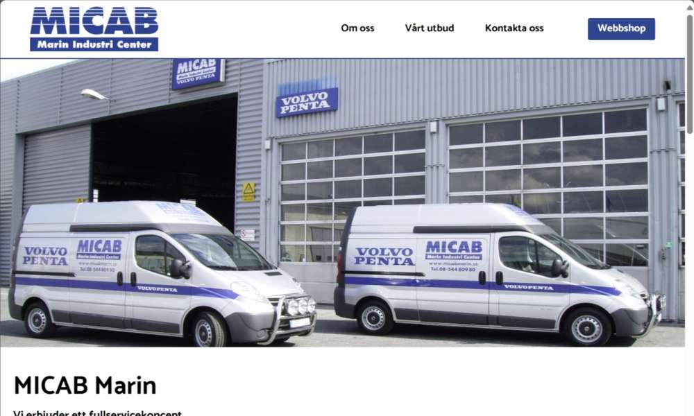 Webbutveckling och webbdesign av Micab Marins nya hemsida