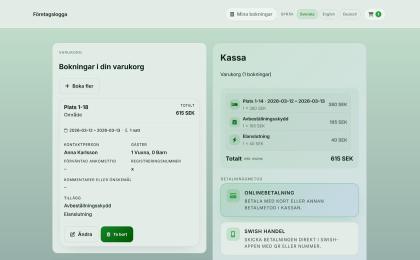 WF Booking online booking payment flow with Stripe and Swish