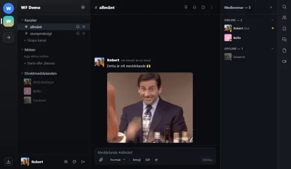 WF Chat meddelanden och kanaler