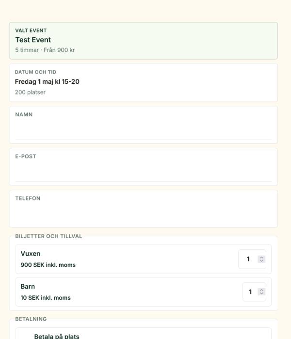 WF EasyBooking booking form